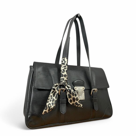 LOUIS VUITTON Segur MM Epi Segur MM Black Leather Shoulder Bag Satchel Silver LV - Picture 3 of 16